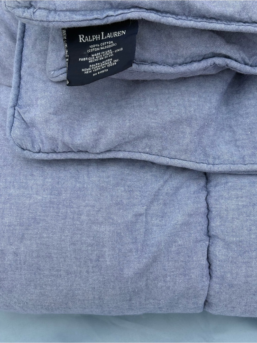 Vintage Ralph Lauren Queen/Full Chambray Blue Denim Comforter 100% Cotton USA